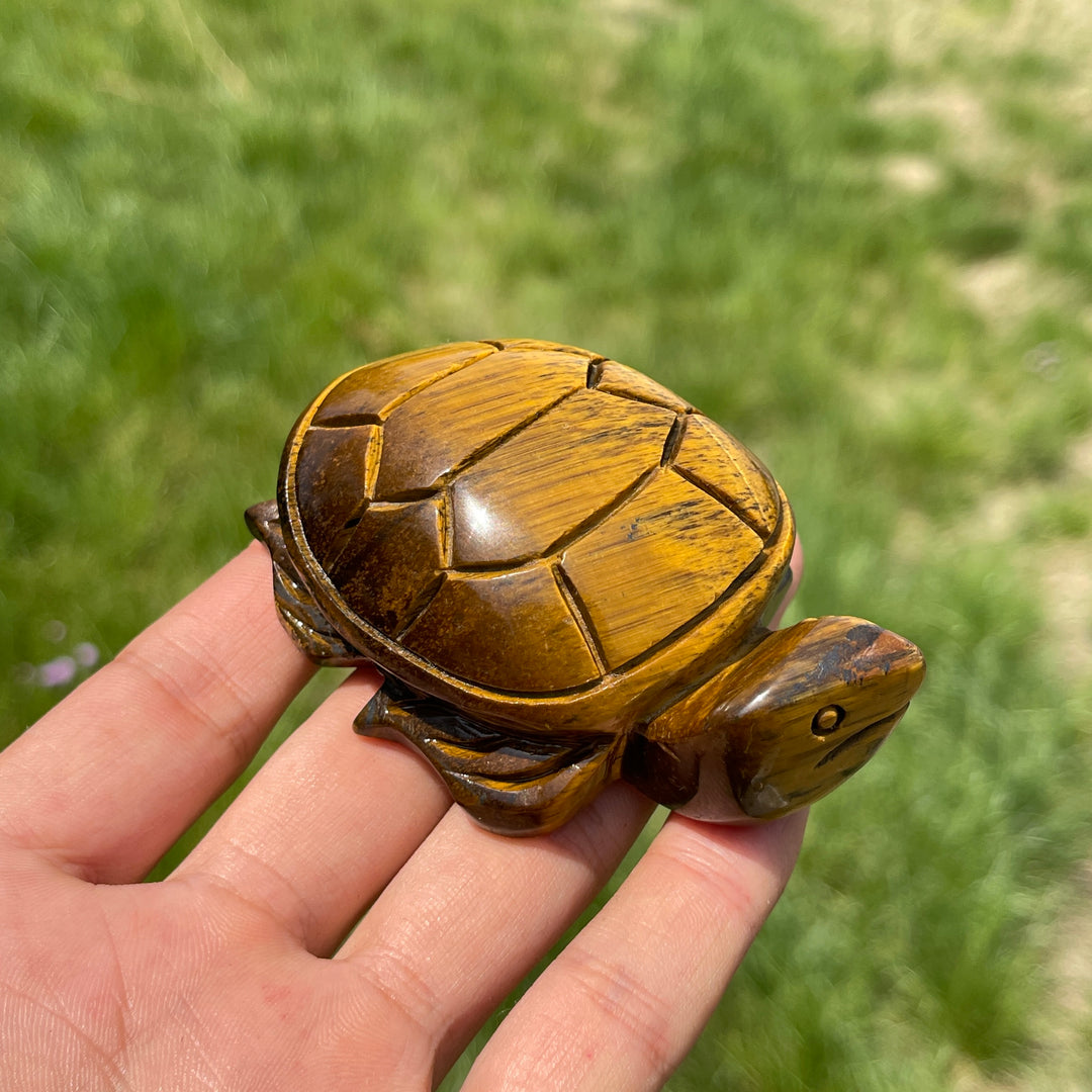 Natural Tiger Eye Crystal Sea Turtle Carving
