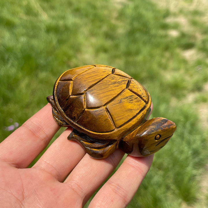 Natural Tiger Eye Crystal Sea Turtle Carving