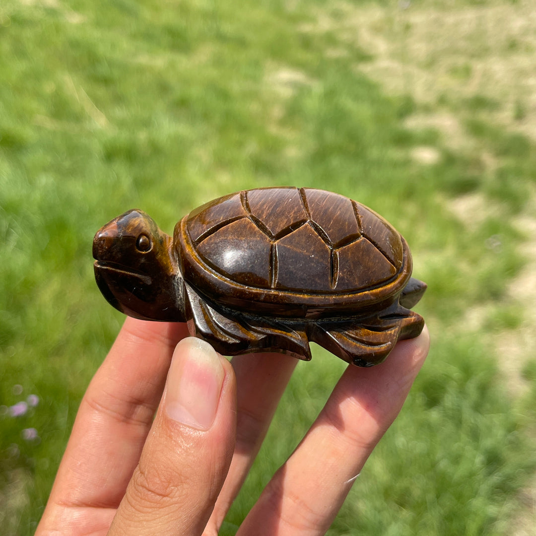 Natural Tiger Eye Crystal Sea Turtle Carving