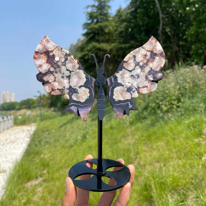Unique,A Slightly Imperfect Natural Blue Flower Agate Butterfly Wings