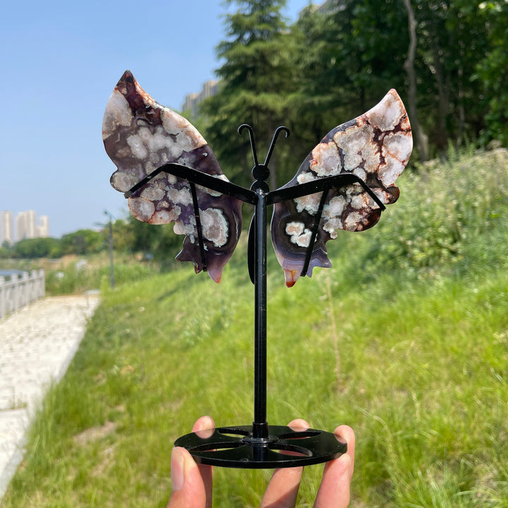 Unique,A Slightly Imperfect Natural Blue Flower Agate Butterfly Wings
