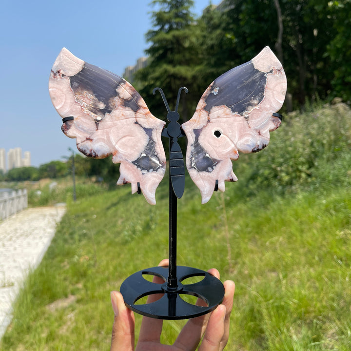Unique,A Slightly Imperfect Natural Blue Flower Agate Butterfly Wings