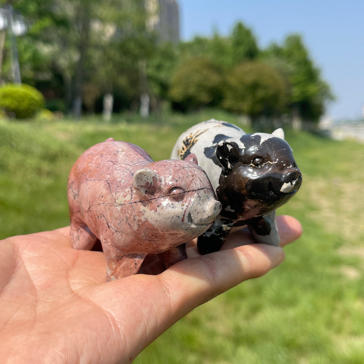 Natural Crystal Picture Jasper Pig Carving