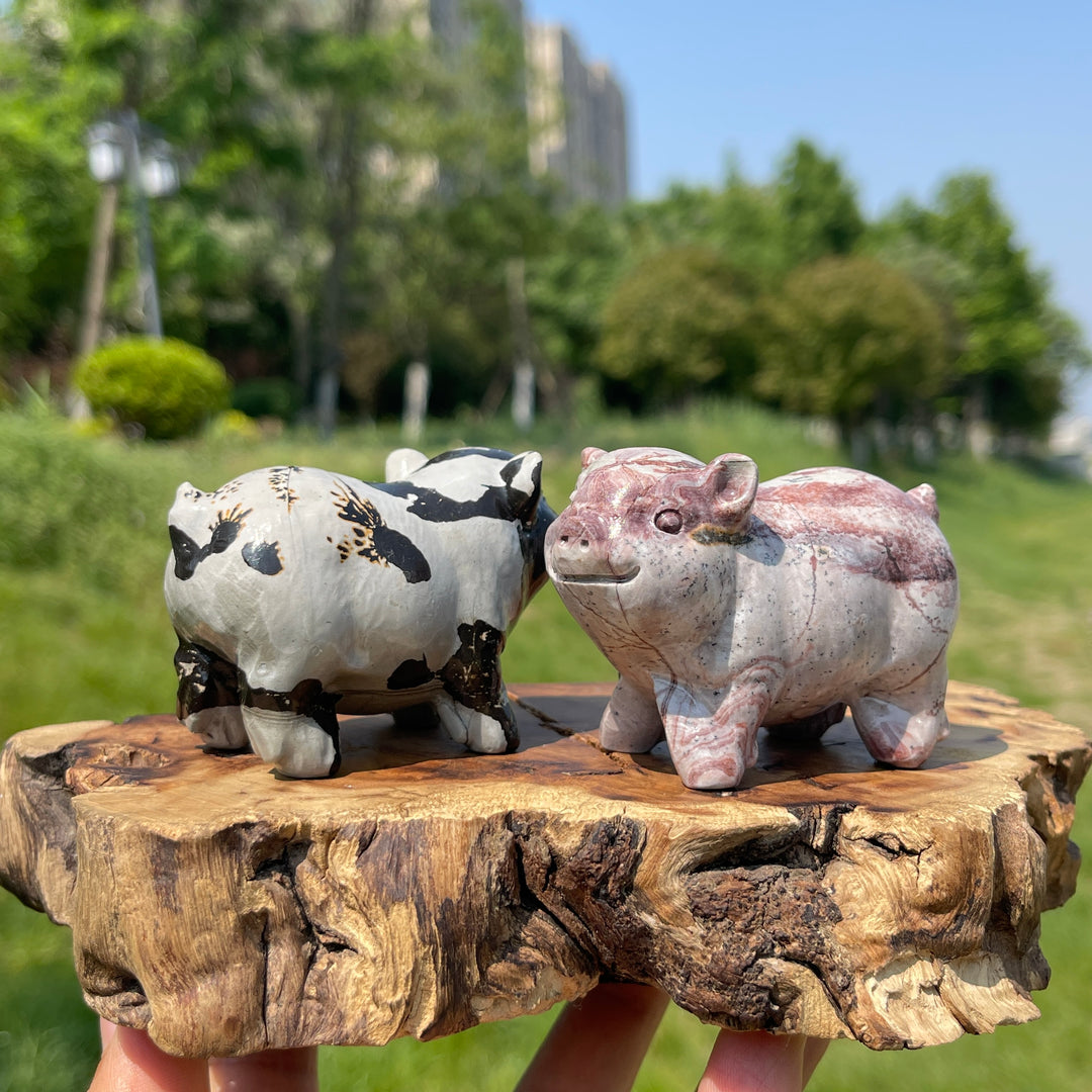 Natural Crystal Picture Jasper Pig Carving