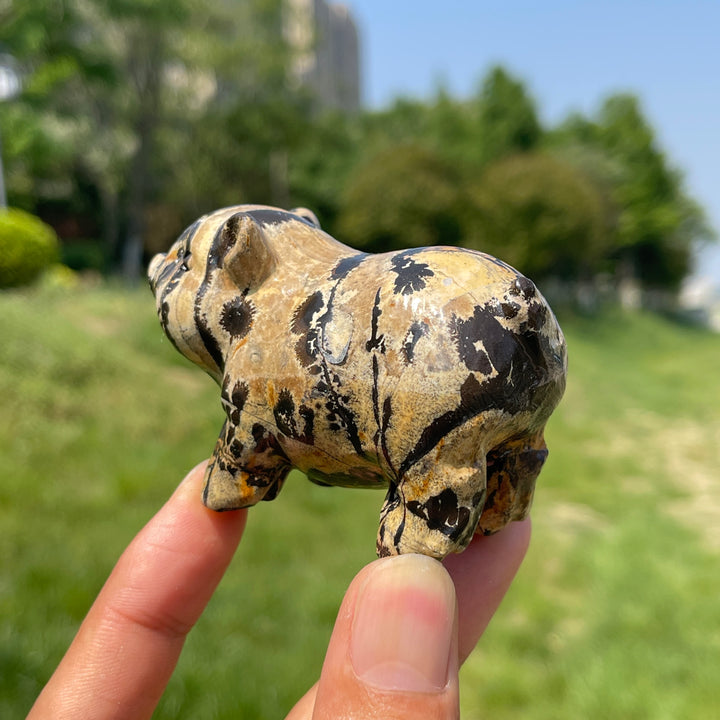 Natural Crystal Picture Jasper Pig Carving
