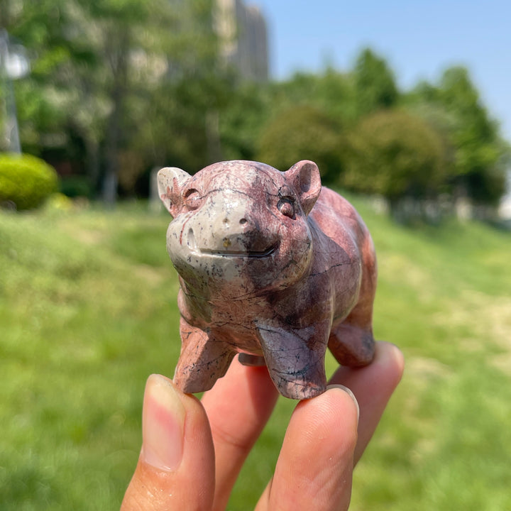 Natural Crystal Picture Jasper Pig Carving