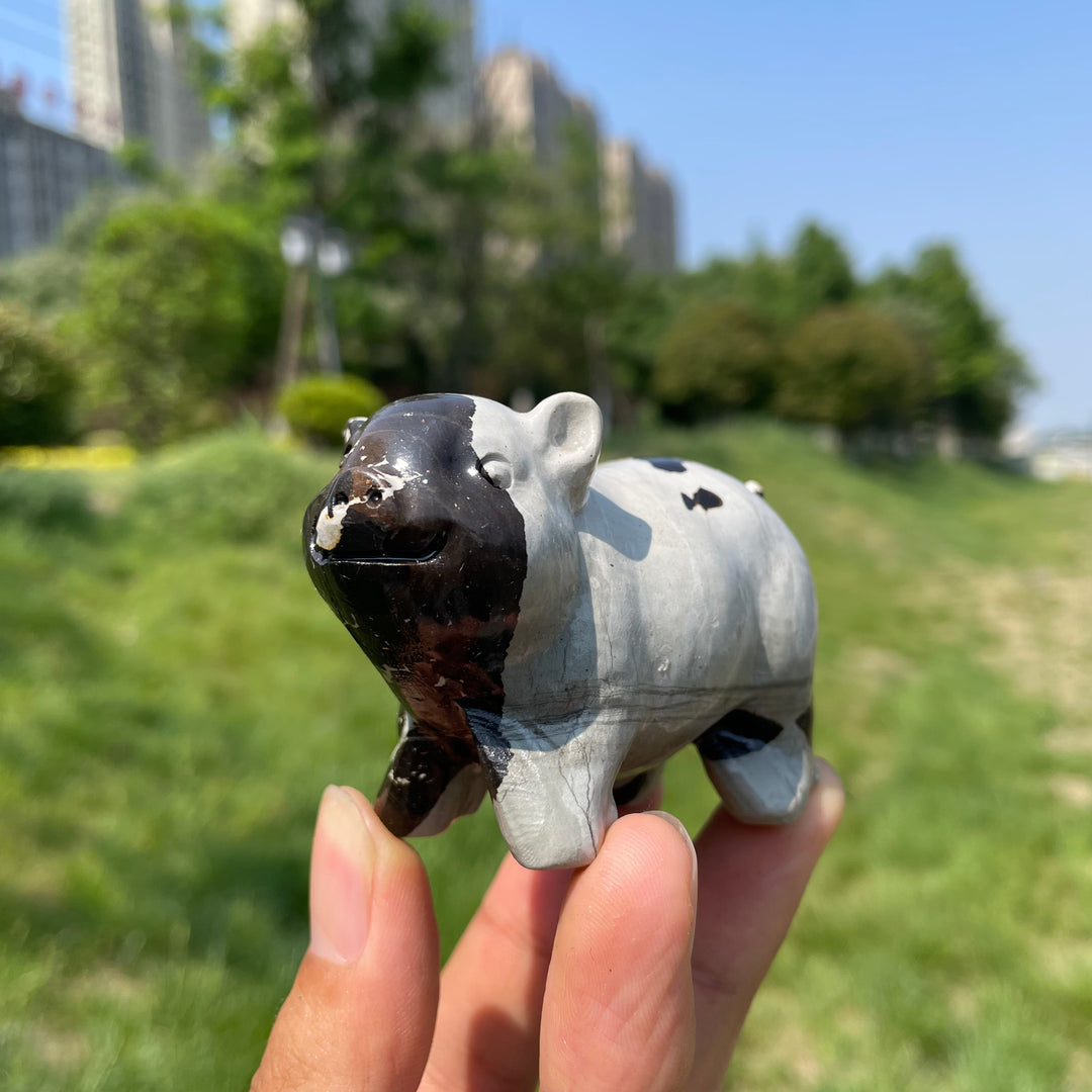 Natural Crystal Picture Jasper Pig Carving