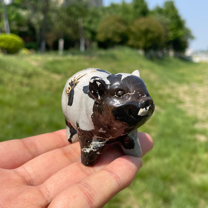 Natural Crystal Picture Jasper Pig Carving