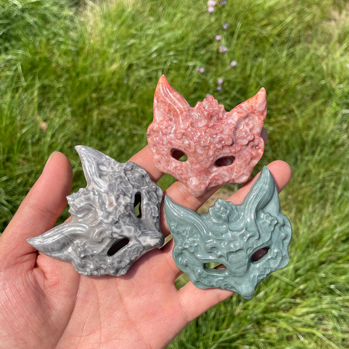 Natural Crystal Enchanting Fox Mask Carving