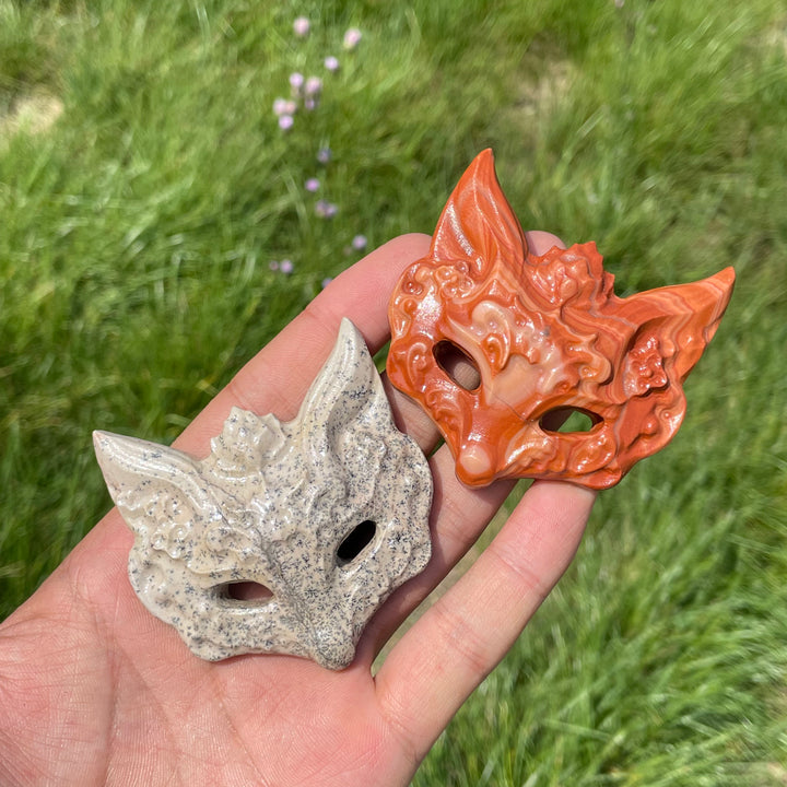 Natural Crystal Enchanting Fox Mask Carving