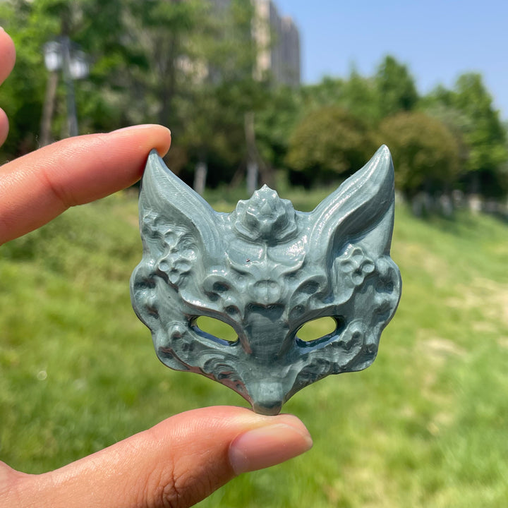 Natural Crystal Enchanting Fox Mask Carving