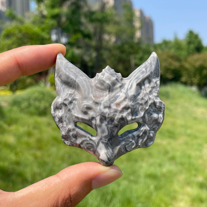 Natural Crystal Enchanting Fox Mask Carving