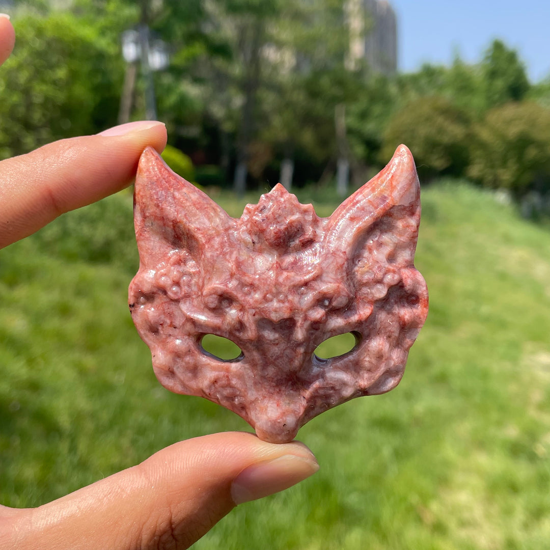 Natural Crystal Enchanting Fox Mask Carving
