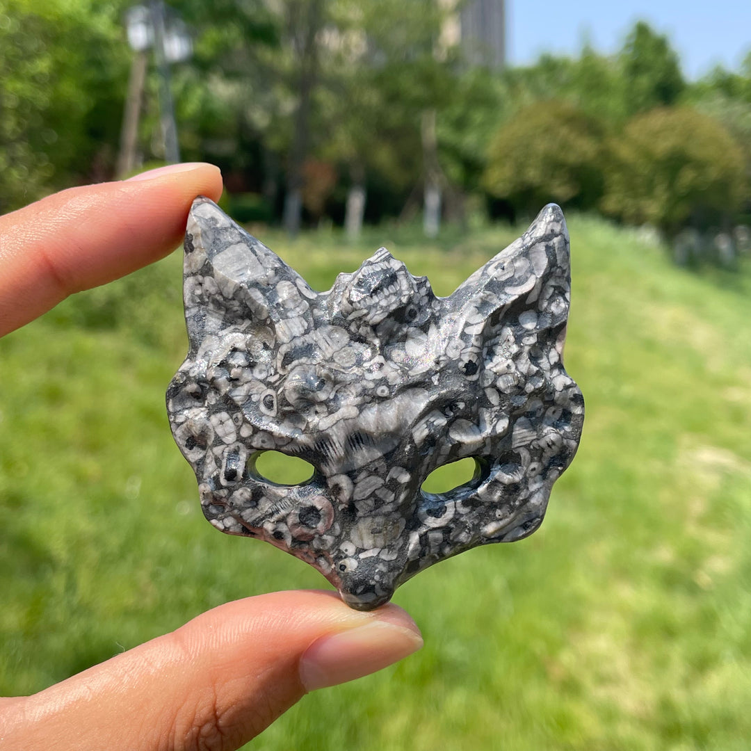 Natural Crystal Enchanting Fox Mask Carving