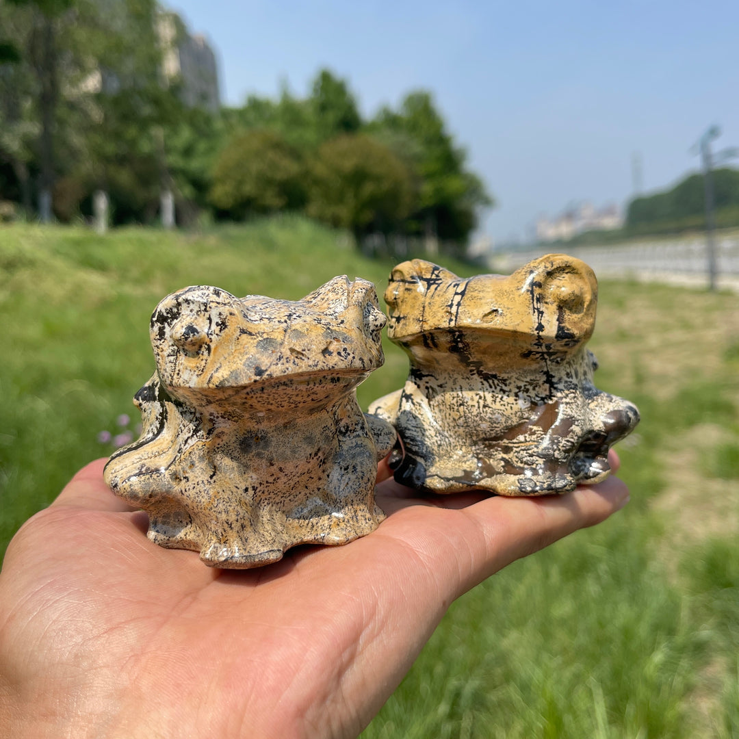 Natural Picture Jasper Big-Eyed Frog Carving