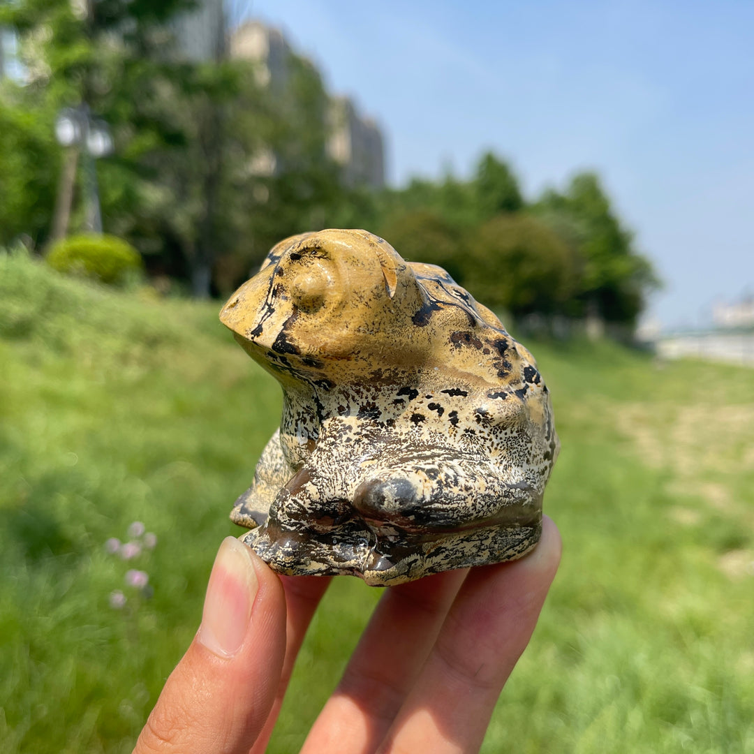 Natural Picture Jasper Big-Eyed Frog Carving