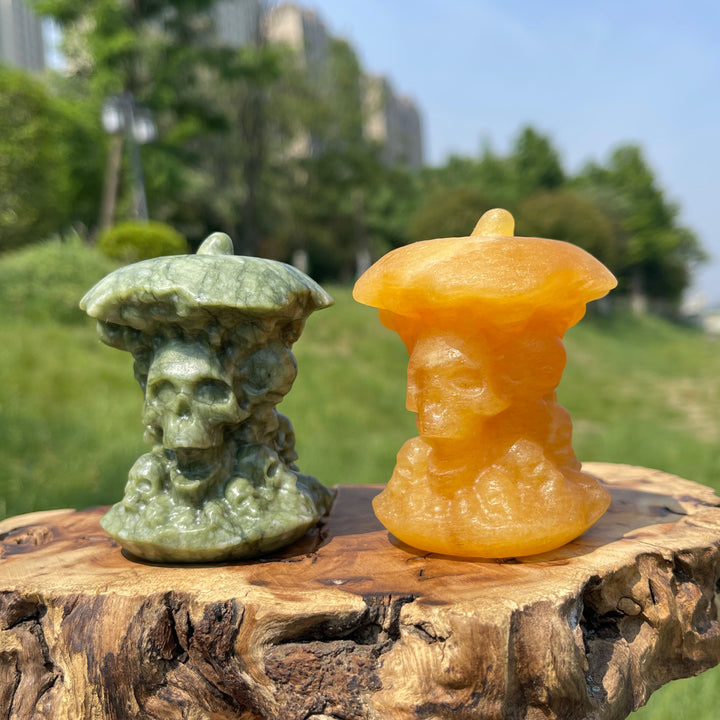 Natural Crystal Skull Apple Core Carving