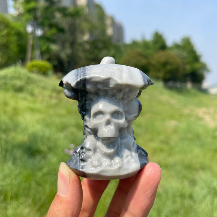 Natural Crystal Skull Apple Core Carving