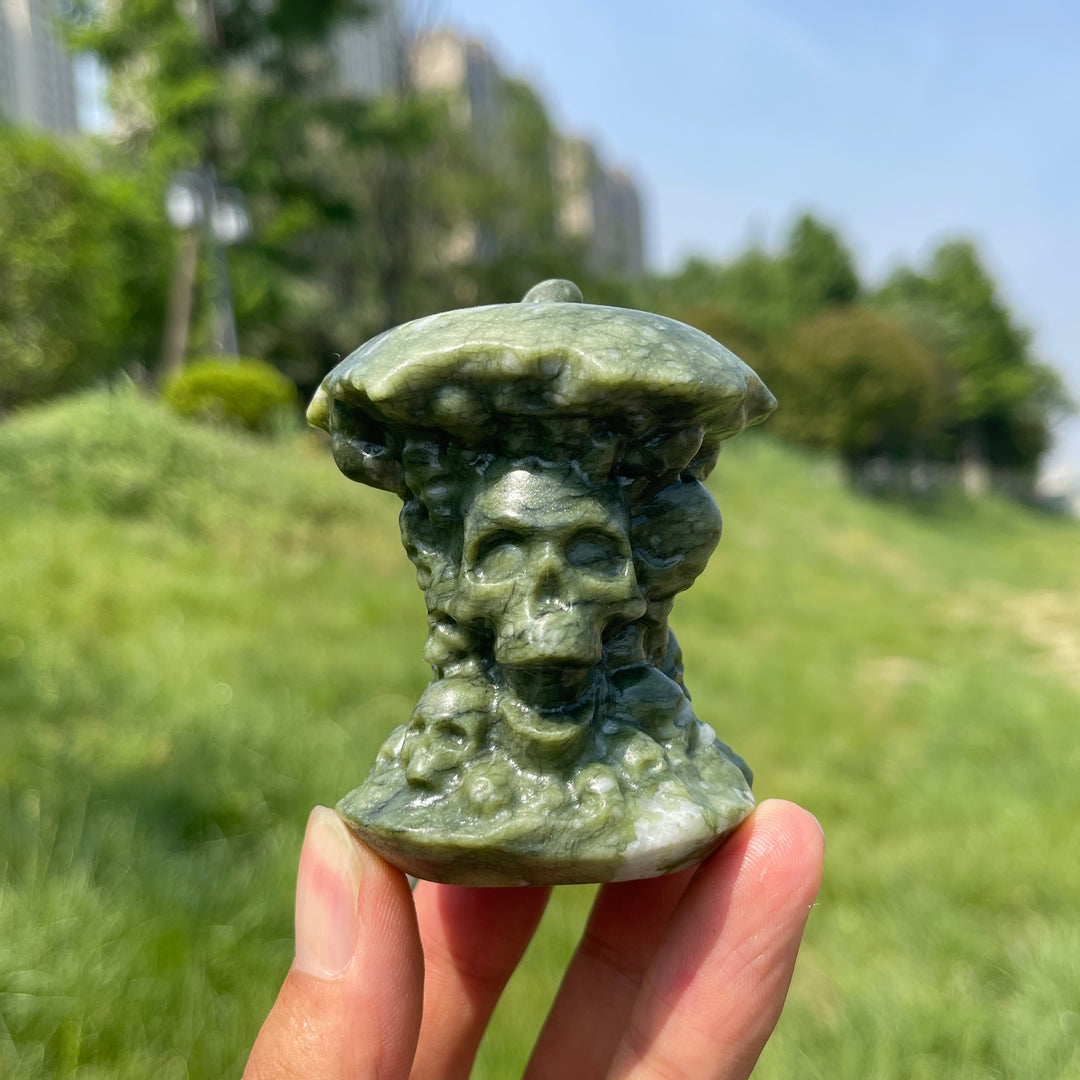 Natural Crystal Skull Apple Core Carving