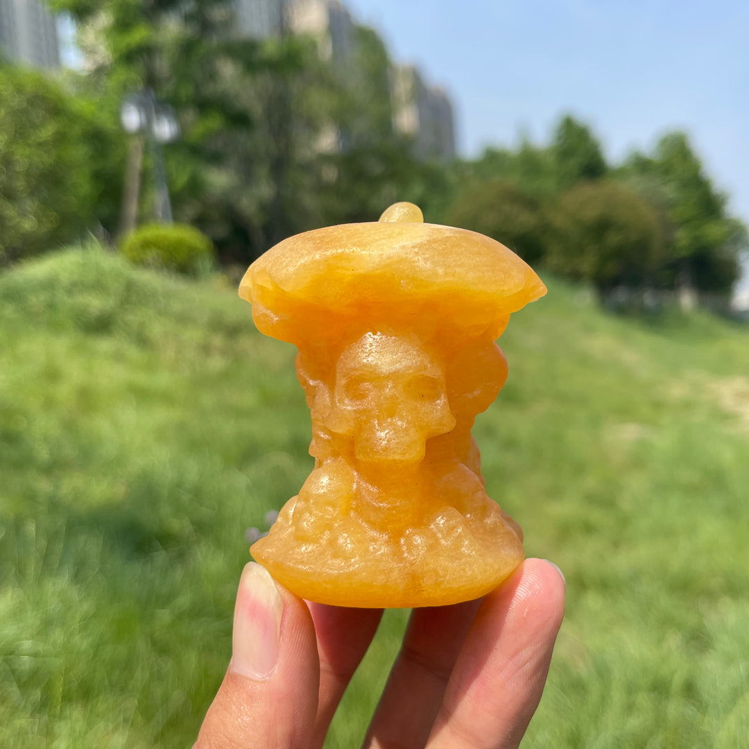 Natural Crystal Skull Apple Core Carving