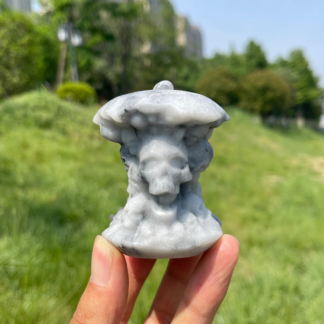 Natural Crystal Skull Apple Core Carving