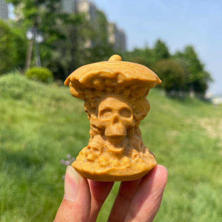 Natural Crystal Skull Apple Core Carving