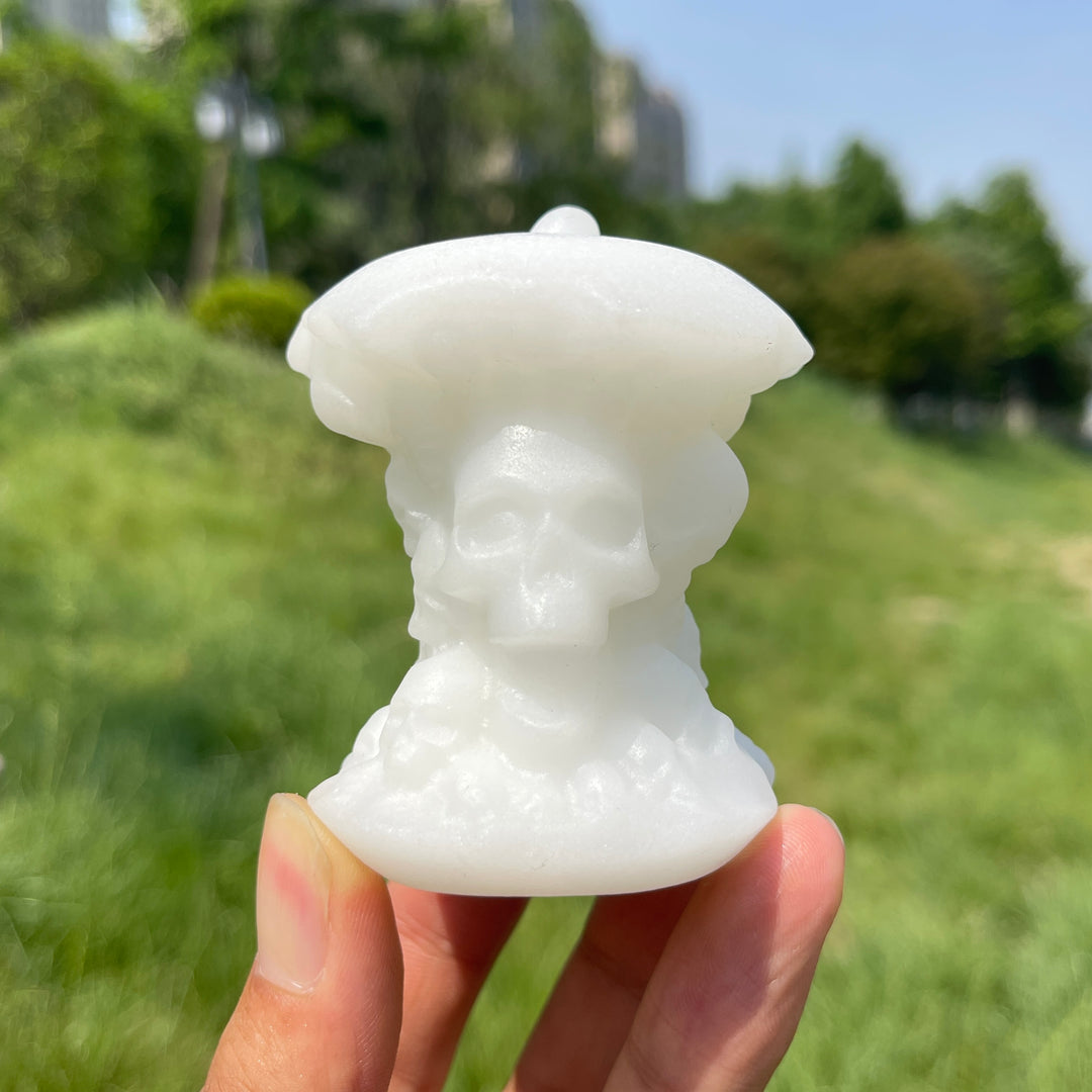 Natural Crystal Skull Apple Core Carving