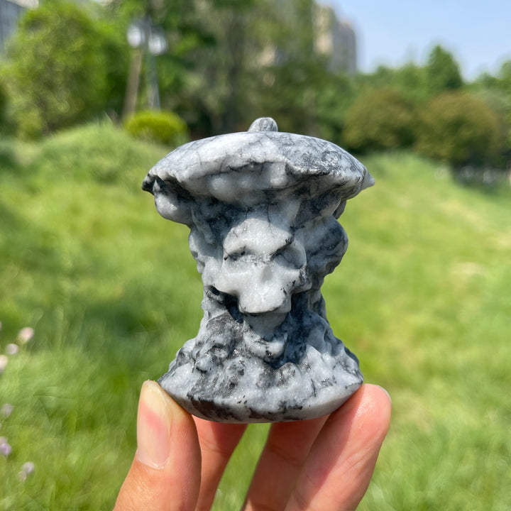 Natural Crystal Skull Apple Core Carving