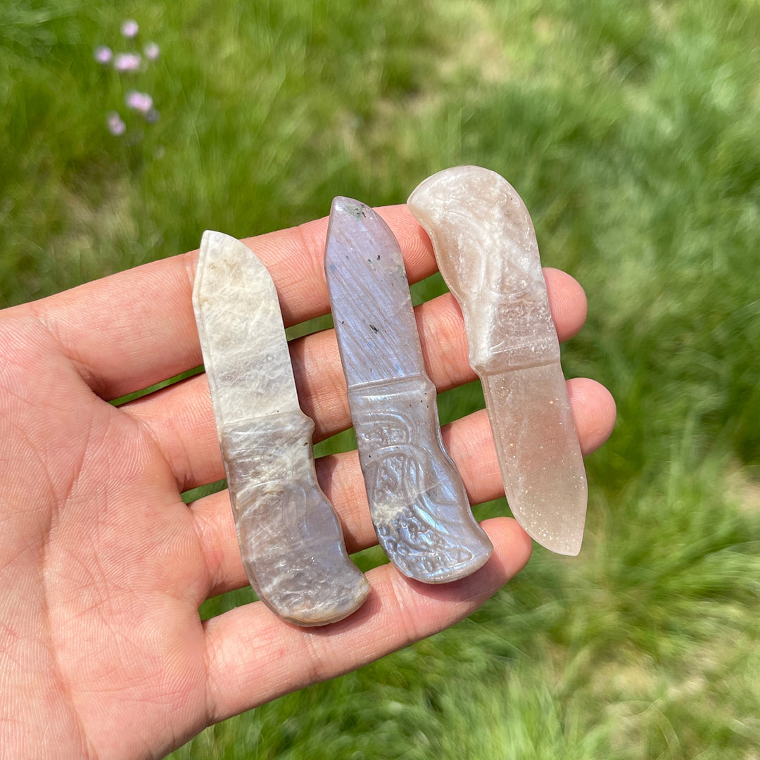 Natural Moonstone Mini Dagger Carving