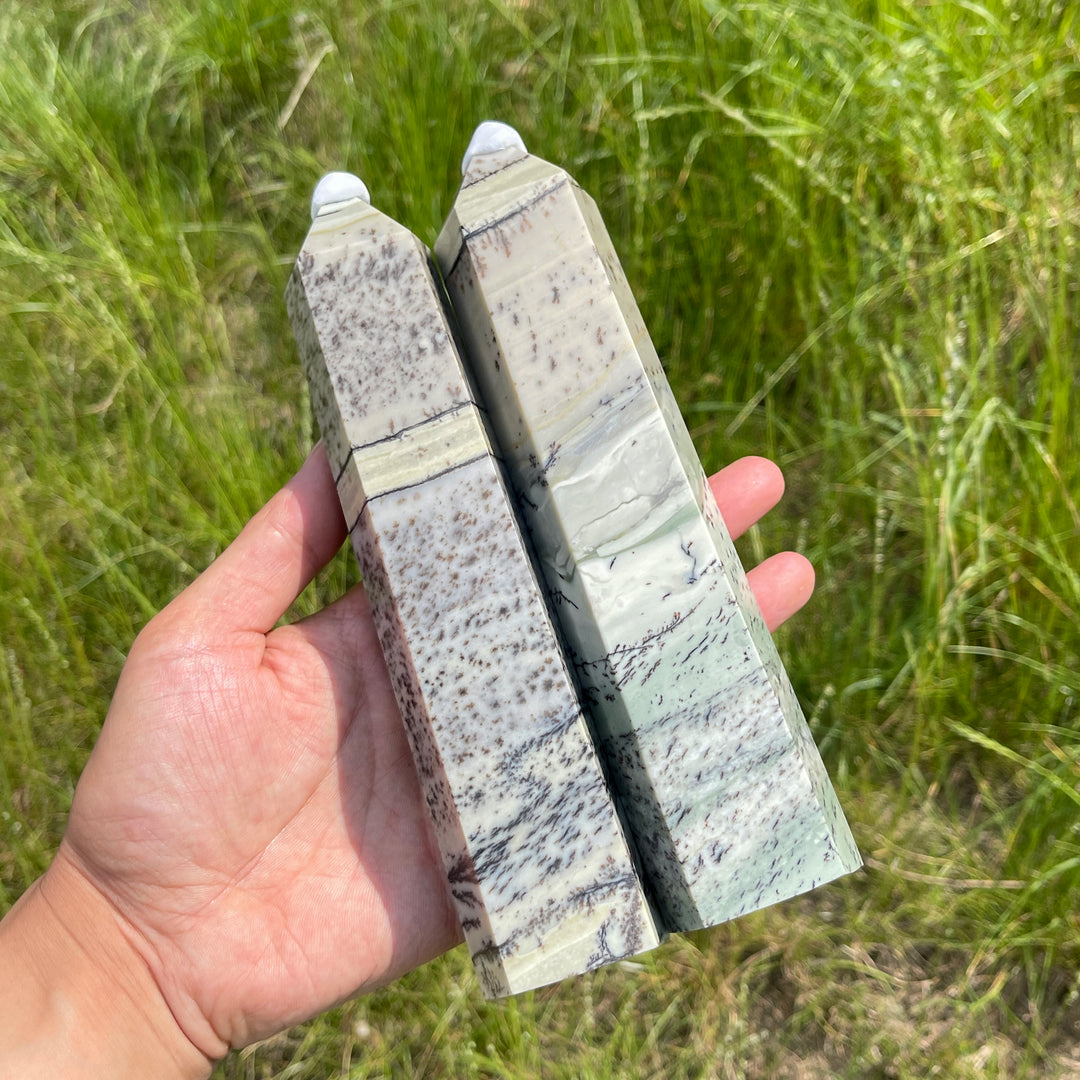 Unique,A Slightly Imperfect Natural Green Dendritic Calcite Point