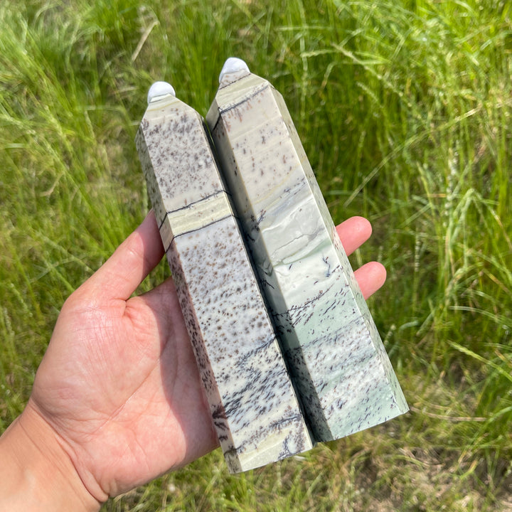 Unique,A Slightly Imperfect Natural Green Dendritic Calcite Point