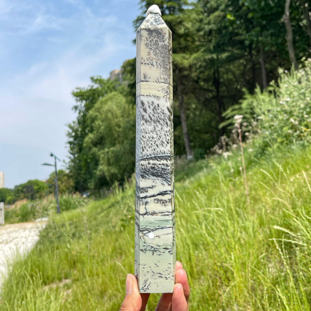 Unique,A Slightly Imperfect Natural Green Dendritic Calcite Point
