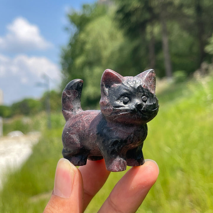 Natural Crystal Cat Carving With Raised Tail