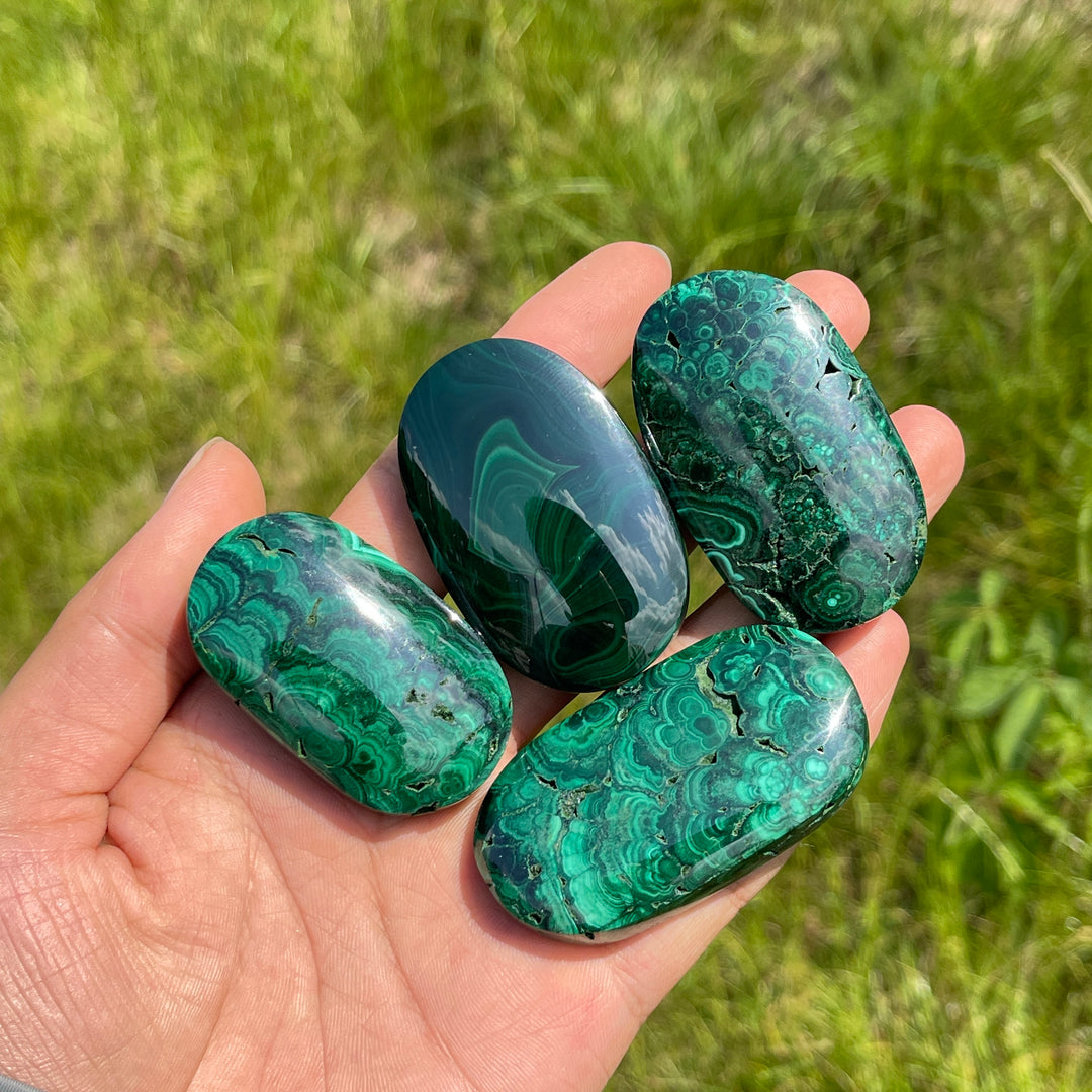 Natural Crystal Malachite Palmstone