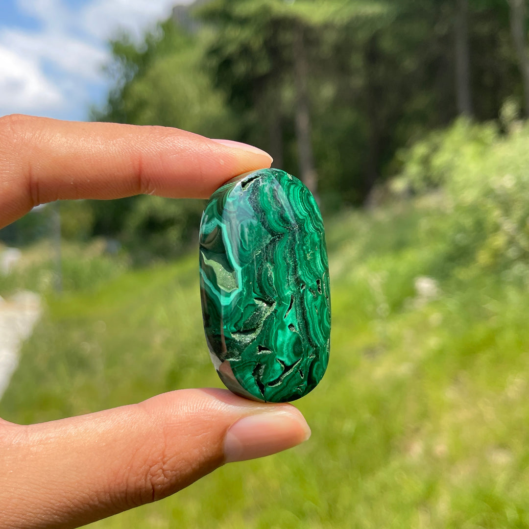 Natural Crystal Malachite Palmstone