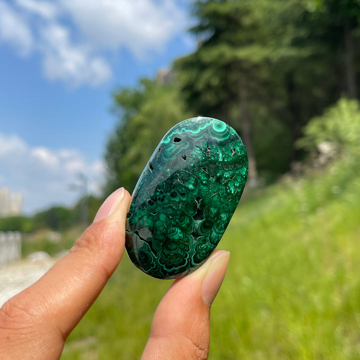 Natural Crystal Malachite Palmstone