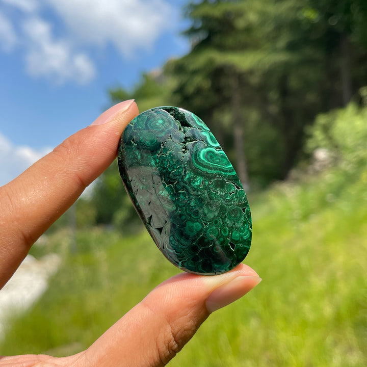 Natural Crystal Malachite Palmstone