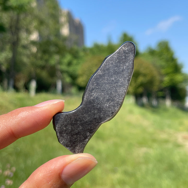 Natural Mystical Silver Obsidian Ghost Goddess Carving