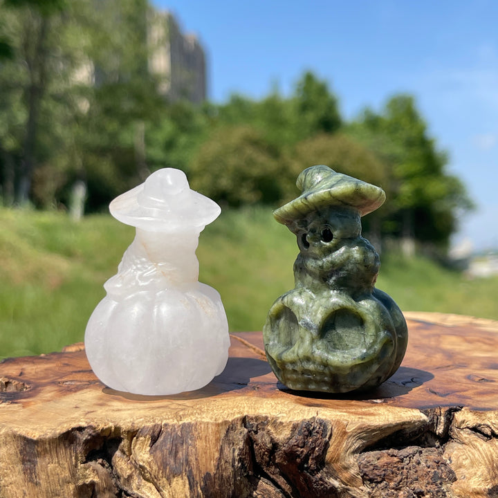Natural Crystal Cute Pumpkin Owl Carving