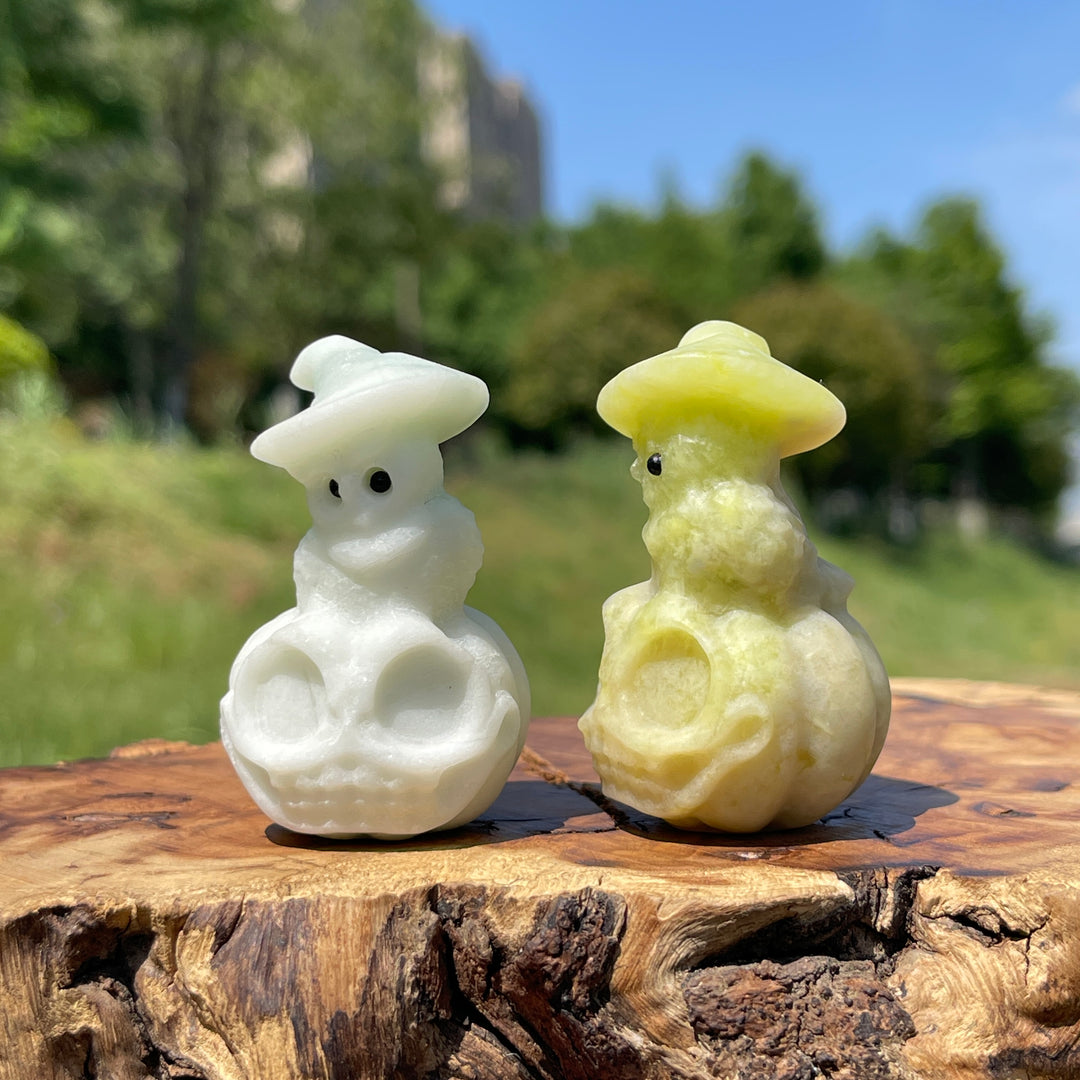 Natural Crystal Cute Pumpkin Owl Carving