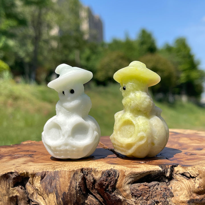 Natural Crystal Cute Pumpkin Owl Carving