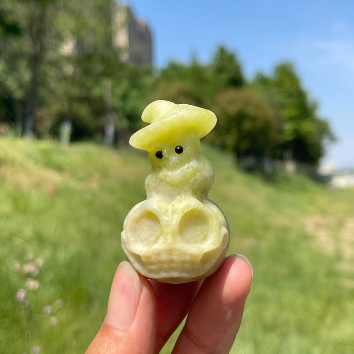 Natural Crystal Cute Pumpkin Owl Carving