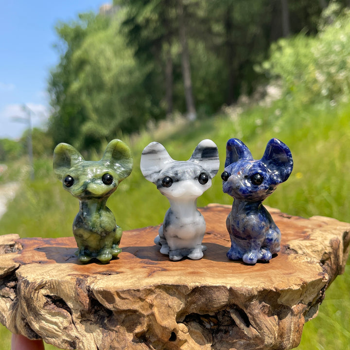 Natural Crystal Adorable Big-Eared Cat Carving