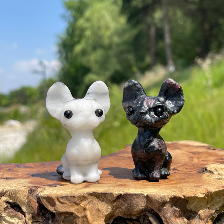 Natural Crystal Adorable Big-Eared Cat Carving