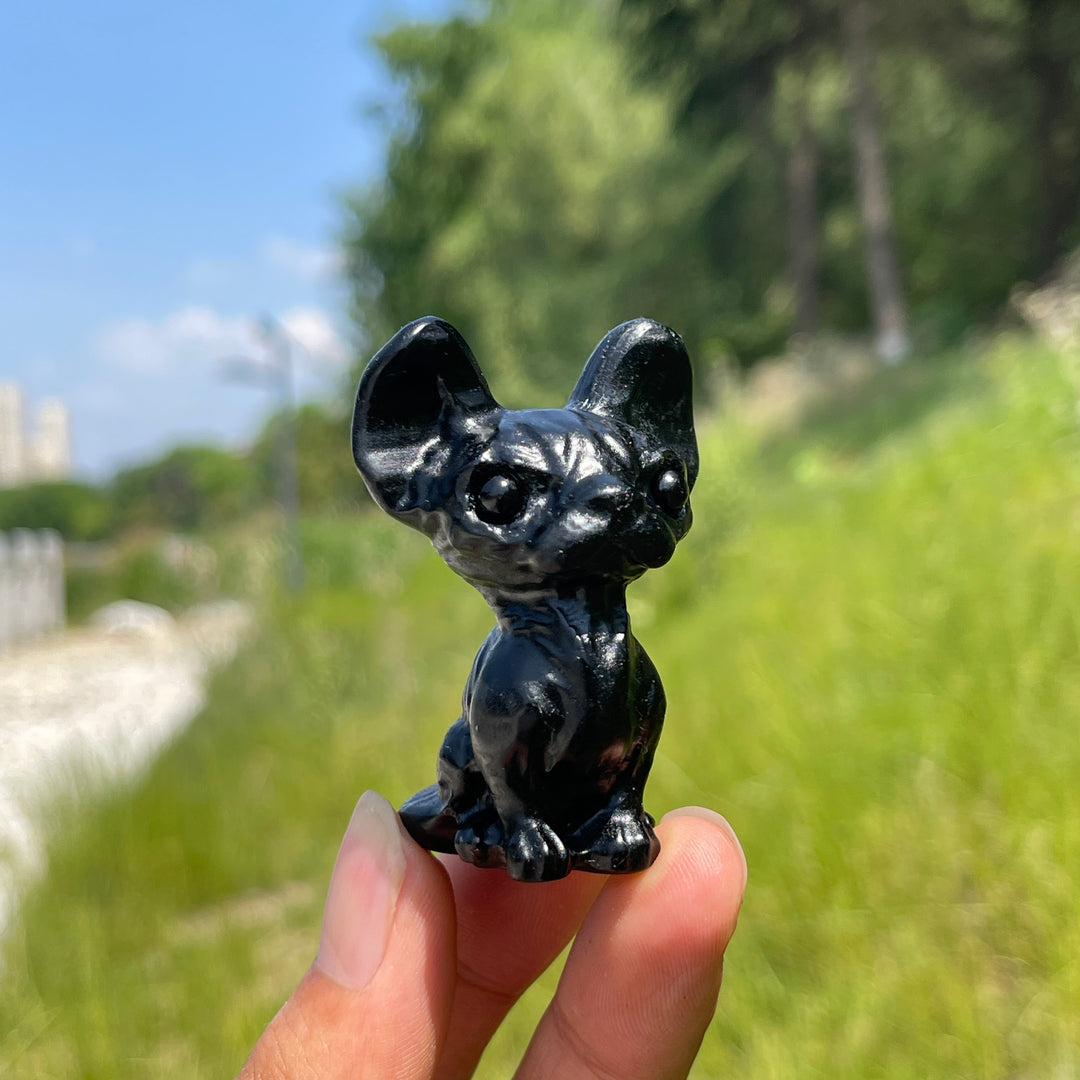 Natural Crystal Adorable Big-Eared Cat Carving