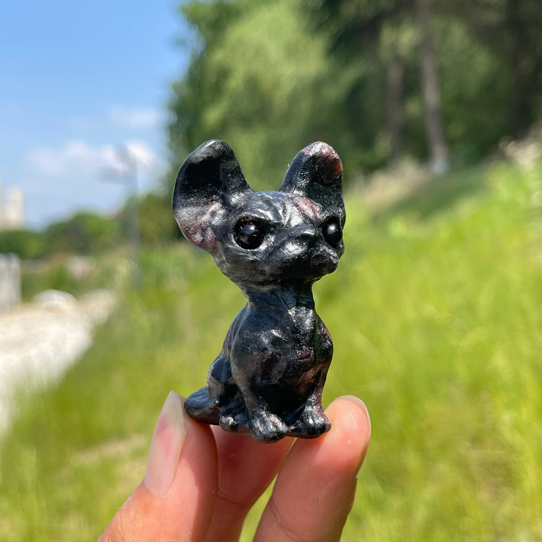 Natural Crystal Adorable Big-Eared Cat Carving