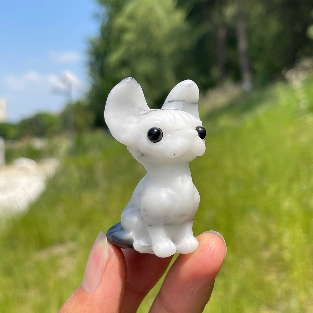 Natural Crystal Adorable Big-Eared Cat Carving