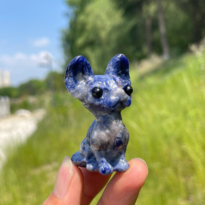 Natural Crystal Adorable Big-Eared Cat Carving