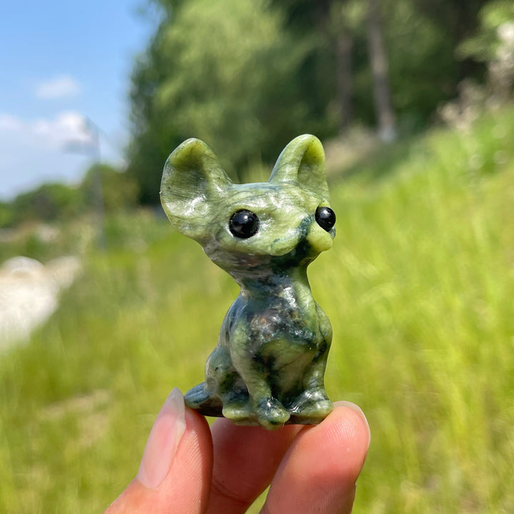 Natural Crystal Adorable Big-Eared Cat Carving