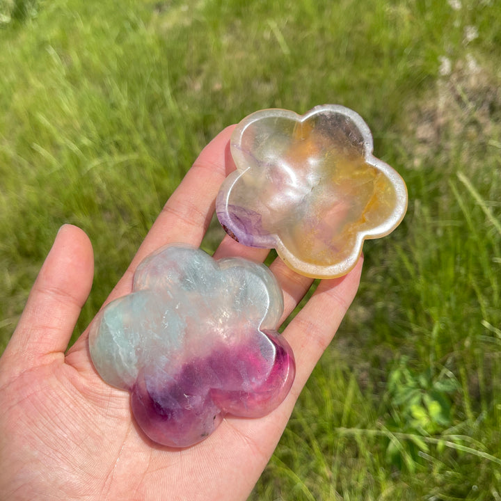 Natural Fluorite Crystal Carving Flower Bowl
